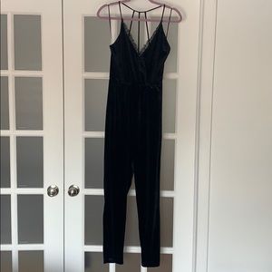 Black shimmer velvet jumpsuit